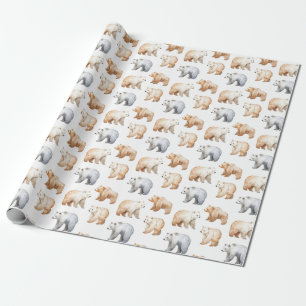 Papel De Regalo Osos cortos en blanco