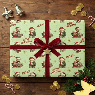 Papel De Regalo Osos de peluche de Navidad lindos y texto