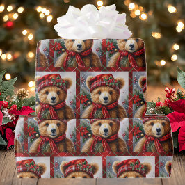 Papel De Regalo Osos de peluche sobre Navidades con rollo de