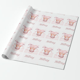 Papel De Regalo Osos De Teddy En Nube Rosa Personalizados Con Nomb
