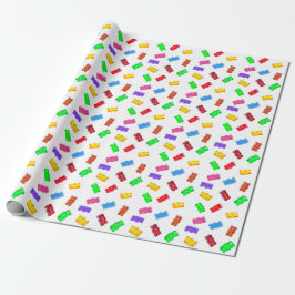 Papel De Regalo Osos dulces multicolores modernos sobre blanco