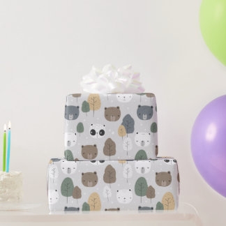 Papel De Regalo Osos En El Bosque Patrón Panda Teddy Oso Polar