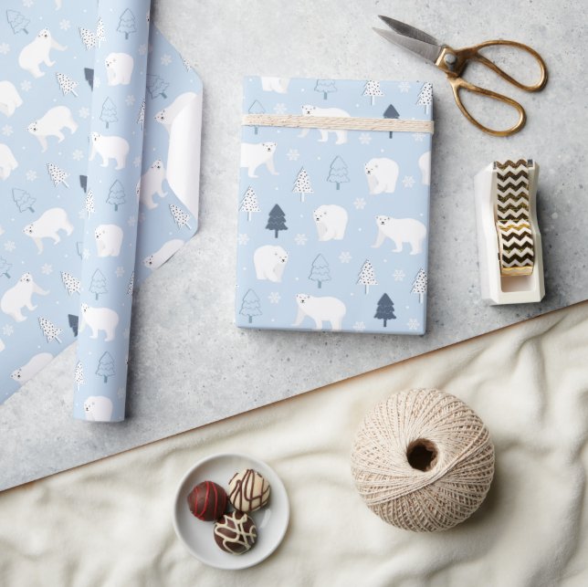 Papel De Regalo Osos Polares de Bosques de Invierno (Artesanía)