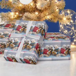 Papel De Regalo Osos Polares De Fiesta Con Suéteres Feos De Navida