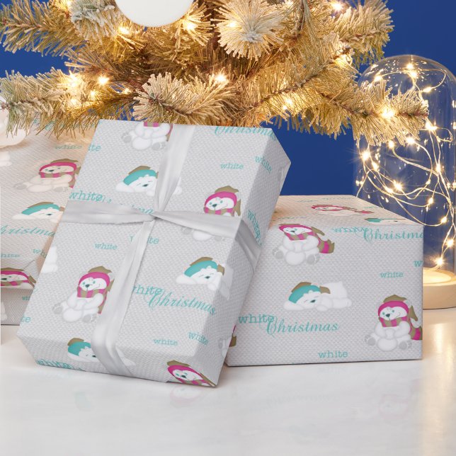 Papel De Regalo Osos polares de los Navidades blancos (Vacaciones)