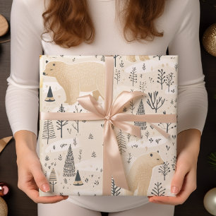 Papel De Regalo Osos polares modernos y llenos de Navidades
