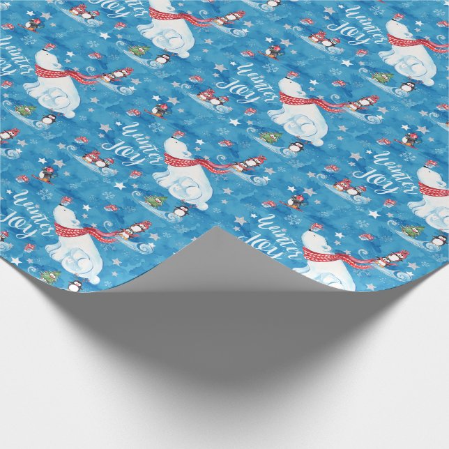 Papel De Regalo Osos polares y pingüinos de la alegría del (Esquina)
