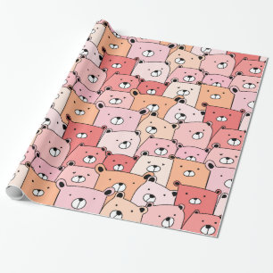 Papel De Regalo Osos rosas y Naranjas