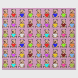 Papel De Regalo Osos Teddy de Corazón Rosa