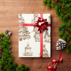 Papel De Regalo Osos y caballos de Navidad del bosque caprichoso 