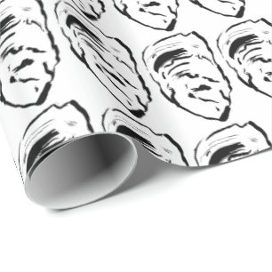 Papel De Regalo Ostras modernas en blanco y negro