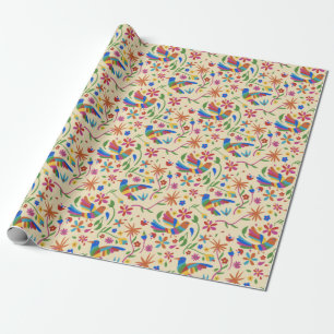 Papel De Regalo Otomi Colorful Bird & Flowers Pattern verano lindo