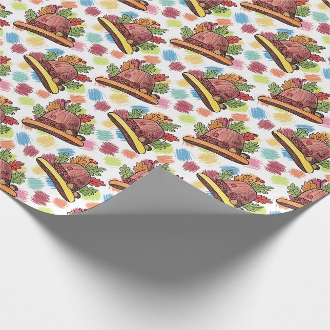 Papel De Regalo  Otoño Acción de Gracias Nuez (Esquina)
