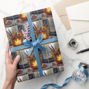 Papel De Regalo Otoño Bouquet en una calabaza Naranja