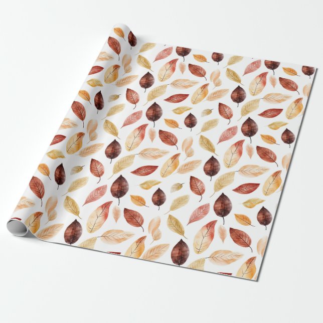 Papel De Regalo Otoño Cae Deja El Patrón De Boho Marrón Terracotta (Desenrollado)