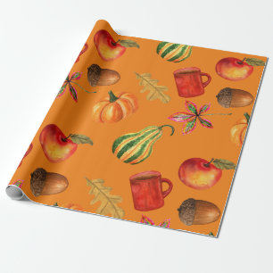 Papel De Regalo Otoño Caída Halloween Calabaza Spice Rust Naranja