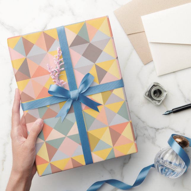 Papel De Regalo Otoño Caída Otoño Patrón Geométrico Amarillo Rústi (Regalar)