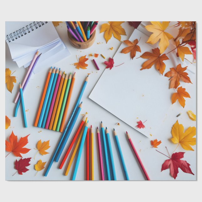 Papel De Regalo Otoño de Regreso a Clases (Superficie plana)