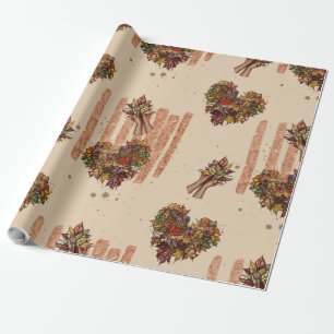 Papel De Regalo Otoño deja corazones
