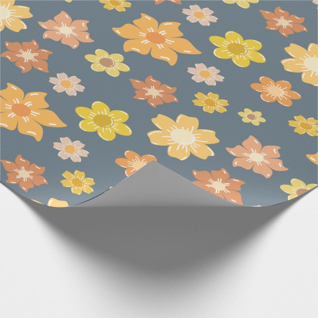 Papel De Regalo Otoño Flores de Oro Seamless Fall Cumpleaños (Esquina)