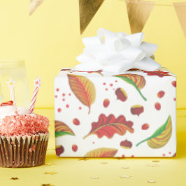 Papel De Regalo Otoño Hojas Nueces Patrón de castañas elegante Caí