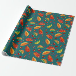 Papel De Regalo Otoño Hojas Nueces Patrón de castañas elegante Caí