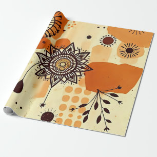 Papel De Regalo Otoño Mandala cálidos tonos florales y ruidosos