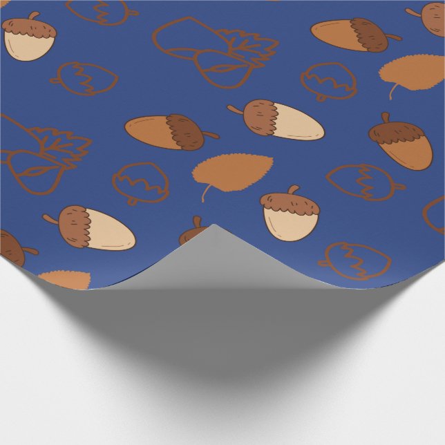 Papel De Regalo Otoño Medianoche Blue Seamless Wrapping Paper Art (Esquina)