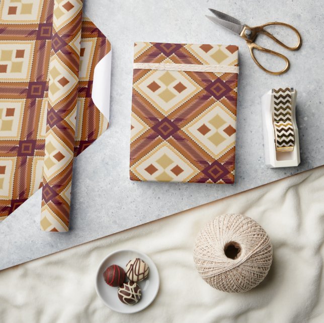 Papel De Regalo Otoño Moderno Patrón Argyle Nº10 (Artesanía)