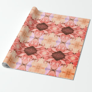 Papel De Regalo Otoño Sunflowers Naranja Rosa Floral acuarela