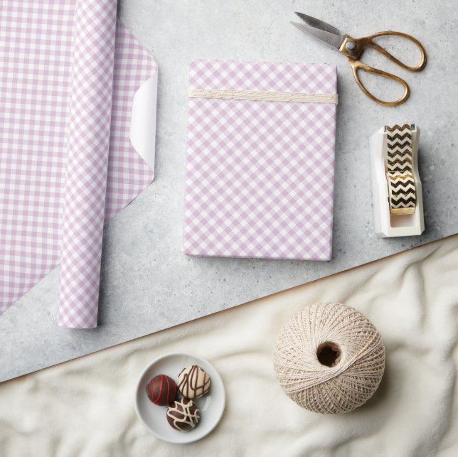 Papel De Regalo Otoño Temprano Retro Gingham | Lila Cálido (Artesanía)