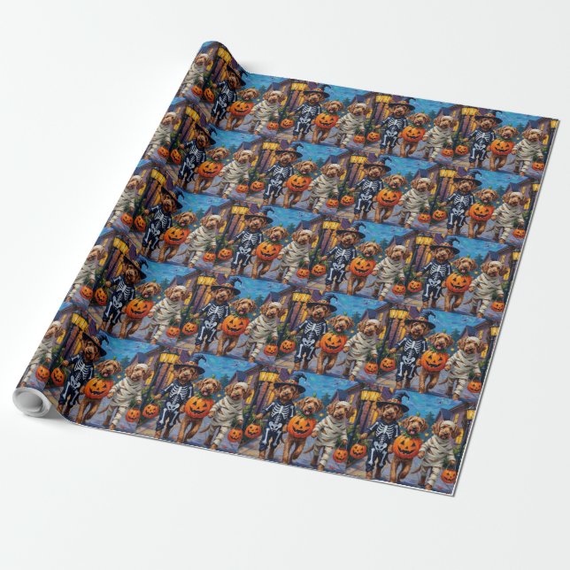 Papel De Regalo Otterhound pidiendo dulces con disfraces de Hallow (Desenrollado)