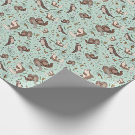Papel De Regalo Otters en azul