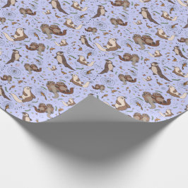Papel De Regalo Otters en morado