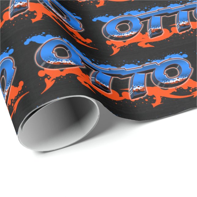 Papel De Regalo Otto Vorname Name Graffiti blue orange (Esquina del rollo)
