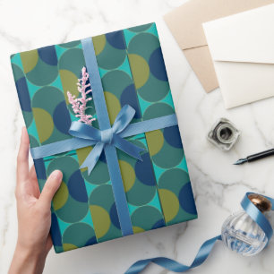 Papel De Regalo Ovales y semicírculos retro turquesa