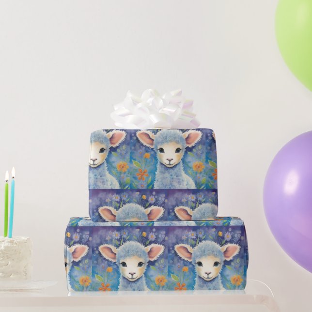 Papel De Regalo Oveja linda infantil en primavera (Regalos de fiesta)