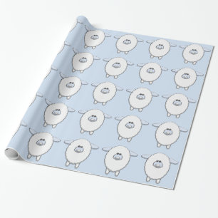 Papel De Regalo Ovejas azules dulces Baby Shower