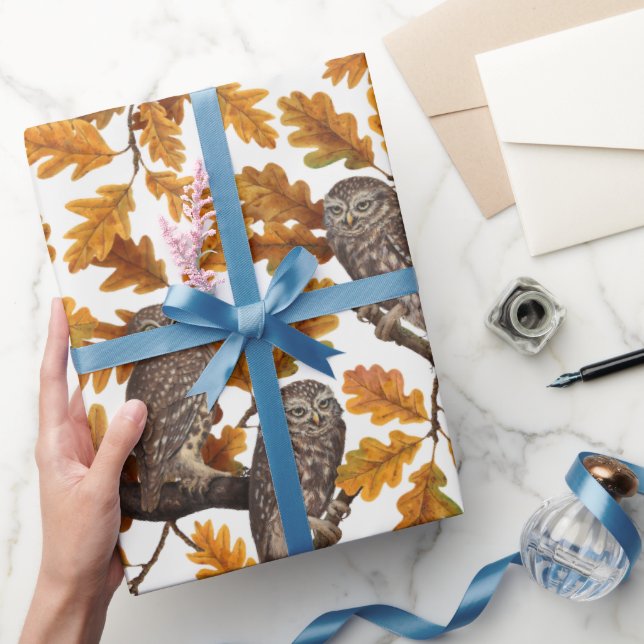 Papel De Regalo Ovejas otoñales sobre algodón blanco (Regalar)