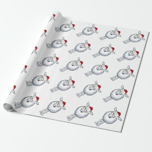 Papel De Regalo Ovejas que llevan un sombrero de Santa
