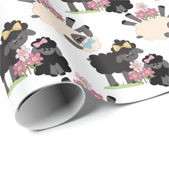 Papel De Regalo Ovejas y corderos adorables (Esquina del rollo)