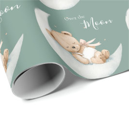 Papel De Regalo Over the Moon Bear Baby Shower