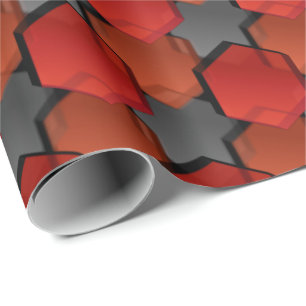 Papel De Regalo Overlapping red hexagons and 'grey star'