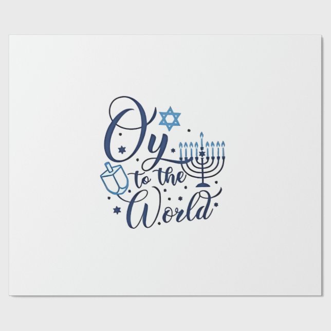 Papel De Regalo Oy to the World Hanukkah Jewish Funny (Superficie plana)