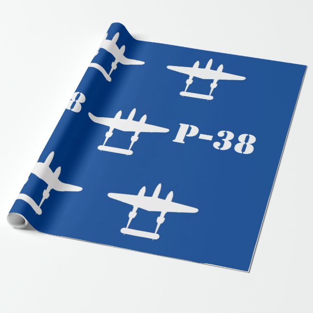 Papel De Regalo P-38 Azul y Blanco Lightning (Desenrollado)