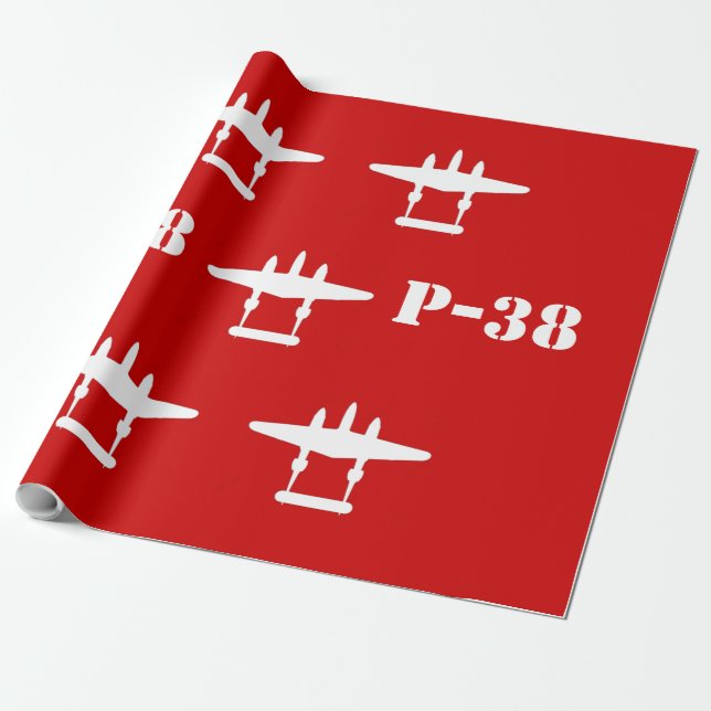 Papel De Regalo P-38 Lightning Red & White (Desenrollado)
