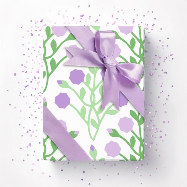 Papel De Regalo Pabla Petal Lattice in Lilac and Green (Subido por el creador)