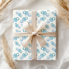 Papel De Regalo Pacificador Pastel Watercolor Azul Baby