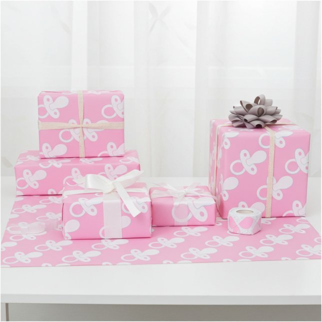Papel De Regalo Pacificador rosa para bebé recién nacida, Baby Sho (Subido por el creador)