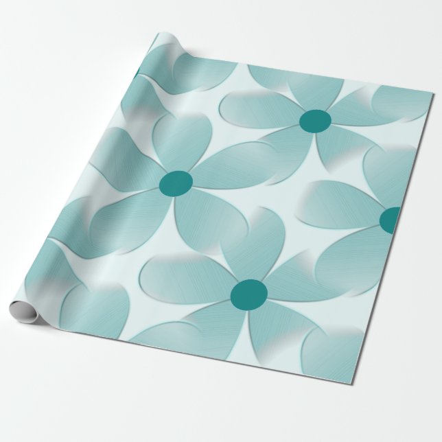 Papel De Regalo Padrão floral verde. (Desenrollado)